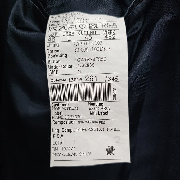 Chiarelli 46L Navy Solid 2-Button Sport Coat Blazer Jacket B893 - Picture 11 of 11